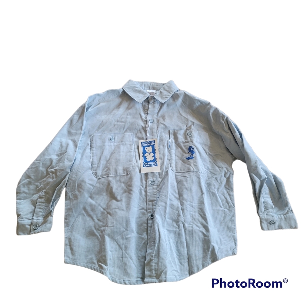 FAMILIAR -Toddler boy blue shirt with tags , VINTAGE, CUTE! MEASUREMENTS IN 📸